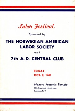 Labor festival sponsored by The Norwegian American Labor Society and 7th A. D. Central Club 1948